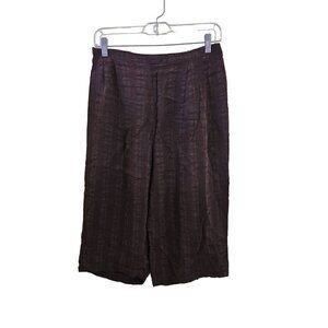 Neil & David Brown Silk Blend Lagonlook Wide Leg Cropped Pull On Pants Size M